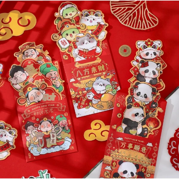 折叠包刺绣网红款新款拉钱结婚可抽拉立体卡通新年袋红包送利是封