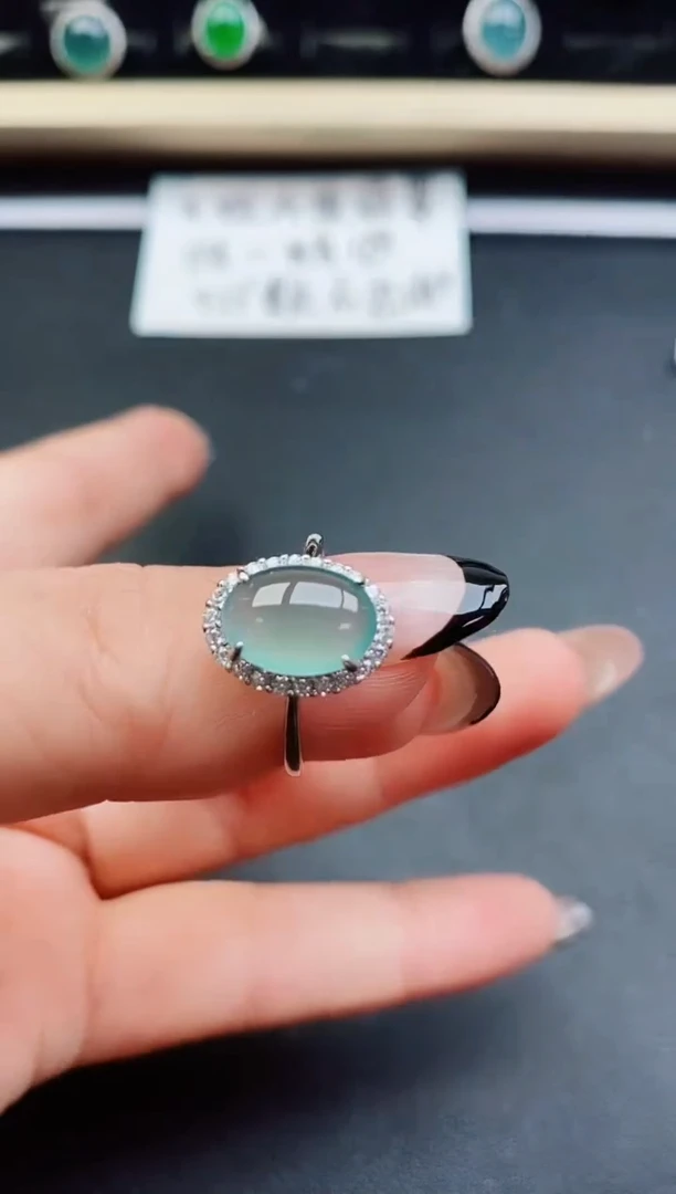翡翠戒指银S925镶嵌508500