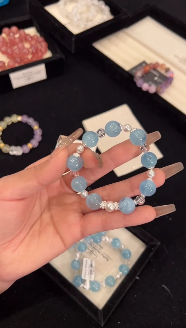 【闪购商品】水晶手链合金海蓝宝手链x1139