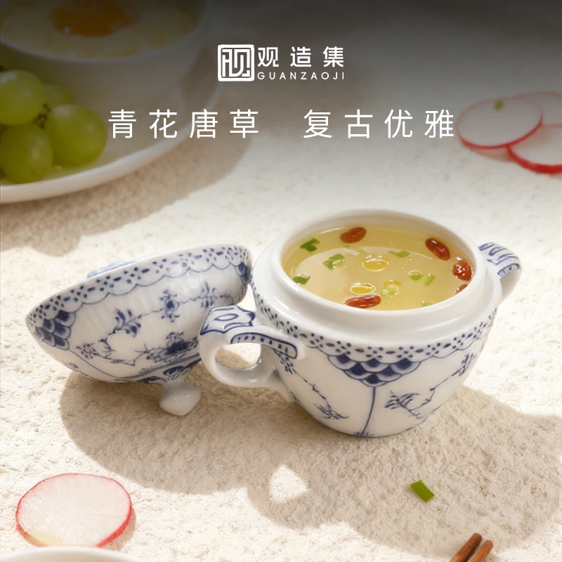 【观造集/万寿春藤】景德镇带盖炖盅高温白瓷陶瓷家用中式高档