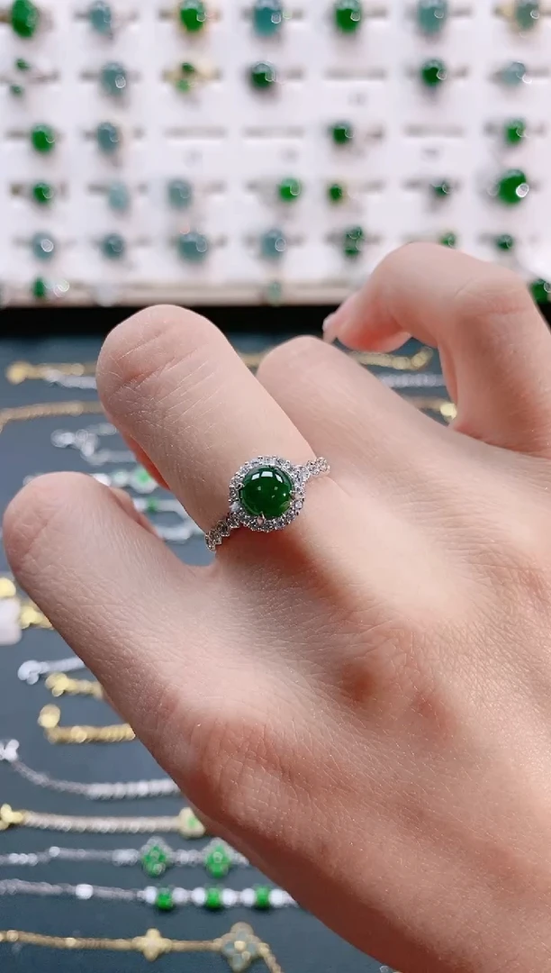 【闪购商品】翡翠戒指银S925镶嵌天然翡翠