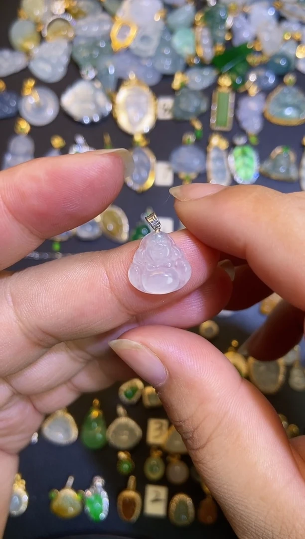 翡翠18K金镶嵌吊坠(不含链)1