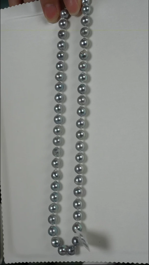 项链银S925镶嵌海水珍珠AK真多麻8-8.5mm