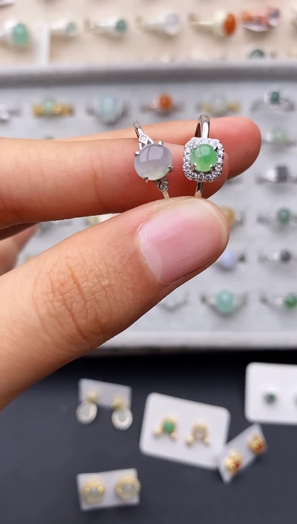 【闪购商品】翡翠戒指银S925镶嵌缅甸翡翠