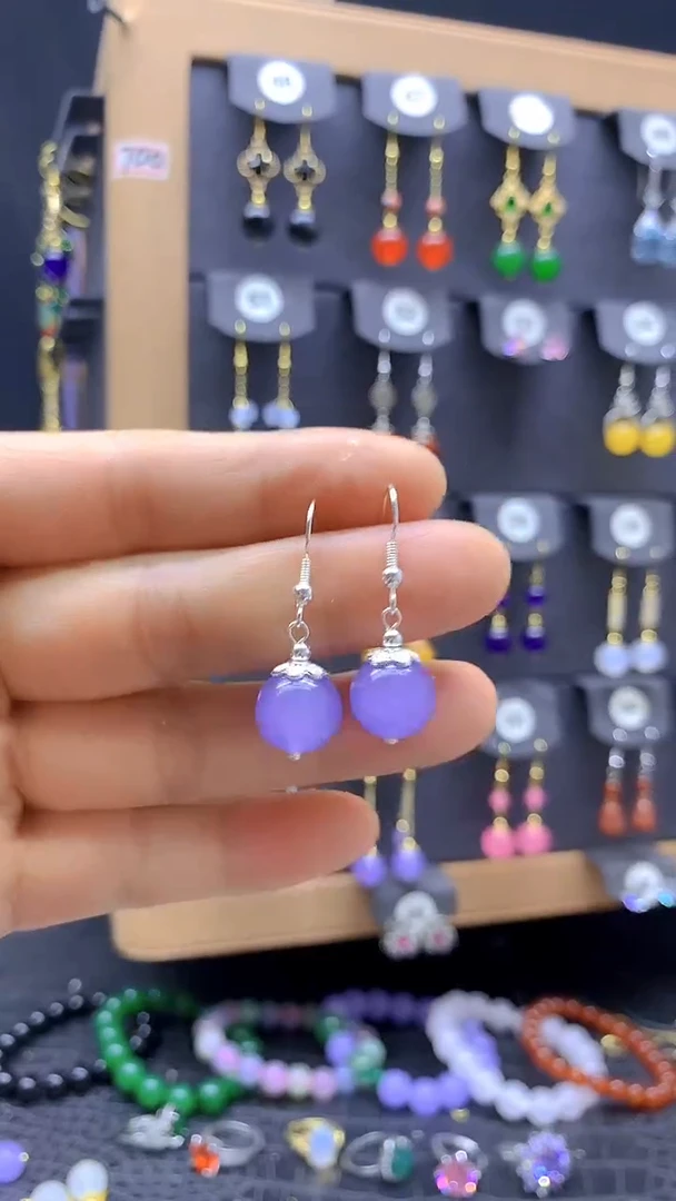 玛瑙/玉髓耳坠合金耳饰