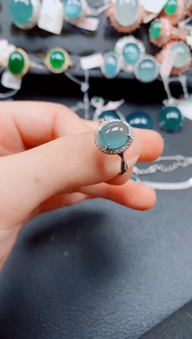 银S925镶嵌戒指翡翠翡翠