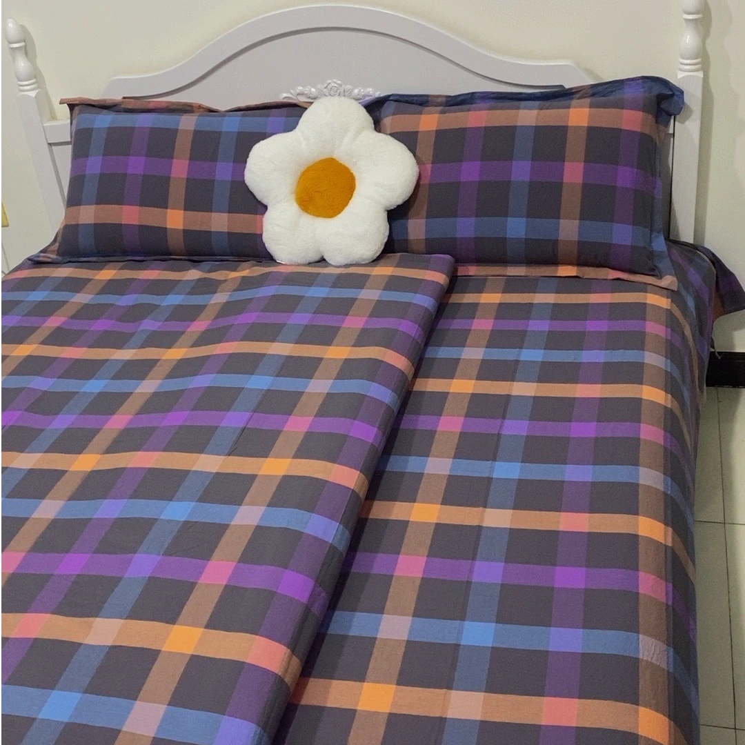 【床单＋枕套】A类纯棉全棉色织水洗棉亲肤柔软舒适格子宿舍