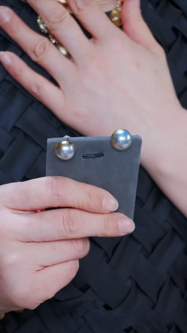 耳饰18K金镶嵌拼合珍珠（马贝珠）6【】