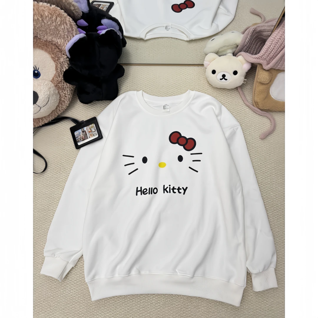 KT圆领卫衣.凯蒂猫加绒秋冬款宽松上衣休闲百搭甜美风长袖