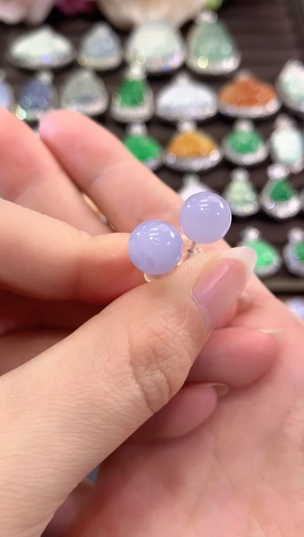 18K金镶嵌翡翠耳饰b17紫货有色差多样性一件发货