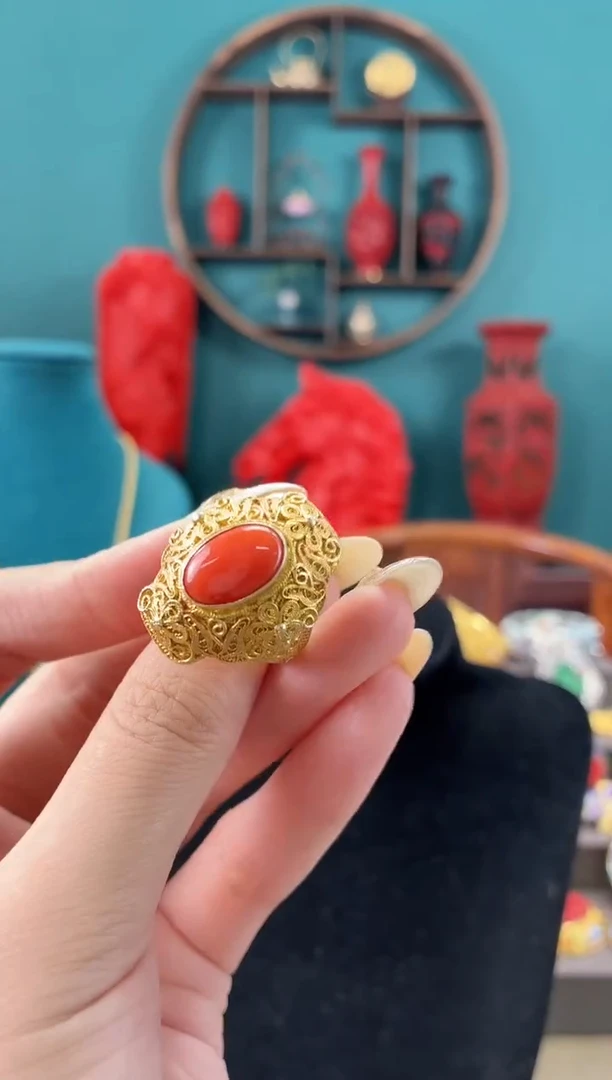 非遗手工花丝镶嵌戒指