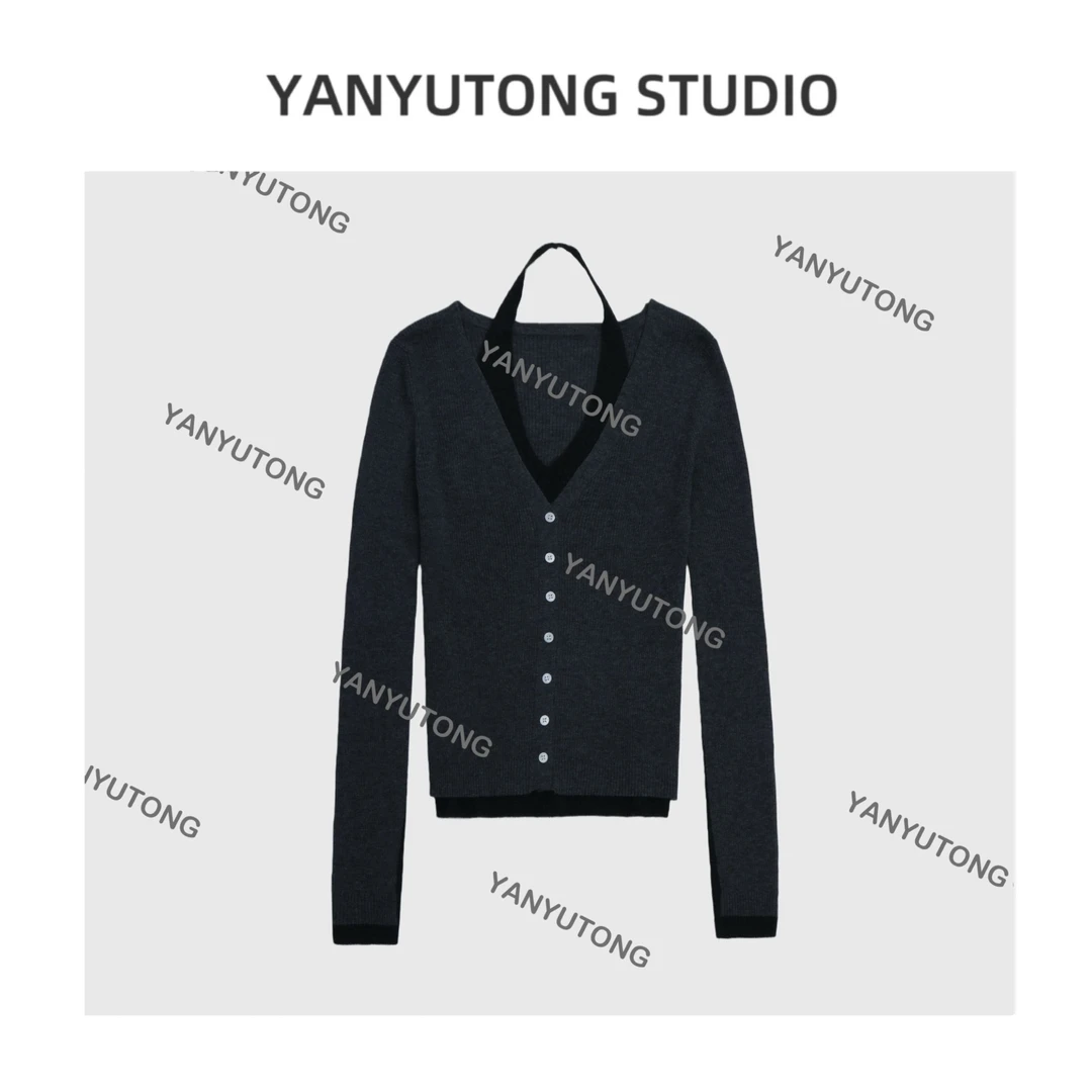YANYUTONG 【型韵】 假两件挂脖羊毛打底衫TT088