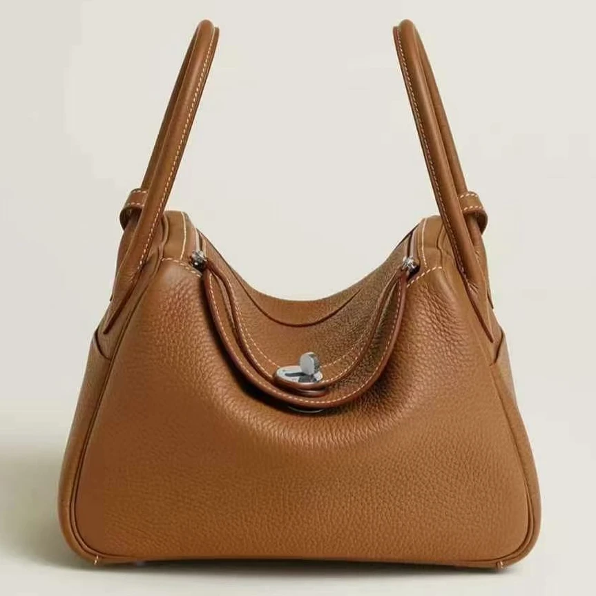 99新 Hermes/爱马仕 青奢荟/Lindy26金棕银扣包/73026