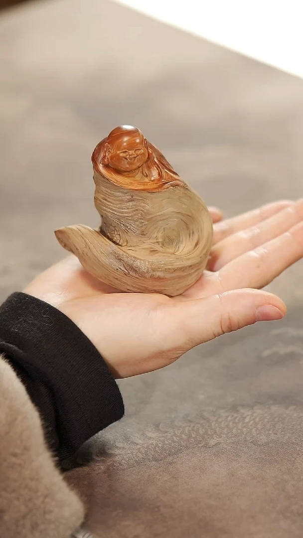 柏木（崖柏）崖柏陈化黑油料弥勒把件