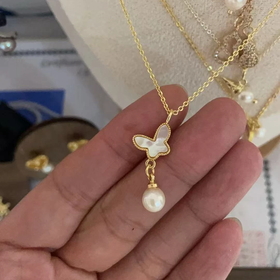 WQ阿古屋Akoya海水珍珠蝴蝶项链轻奢时尚精致高端手工私人订制