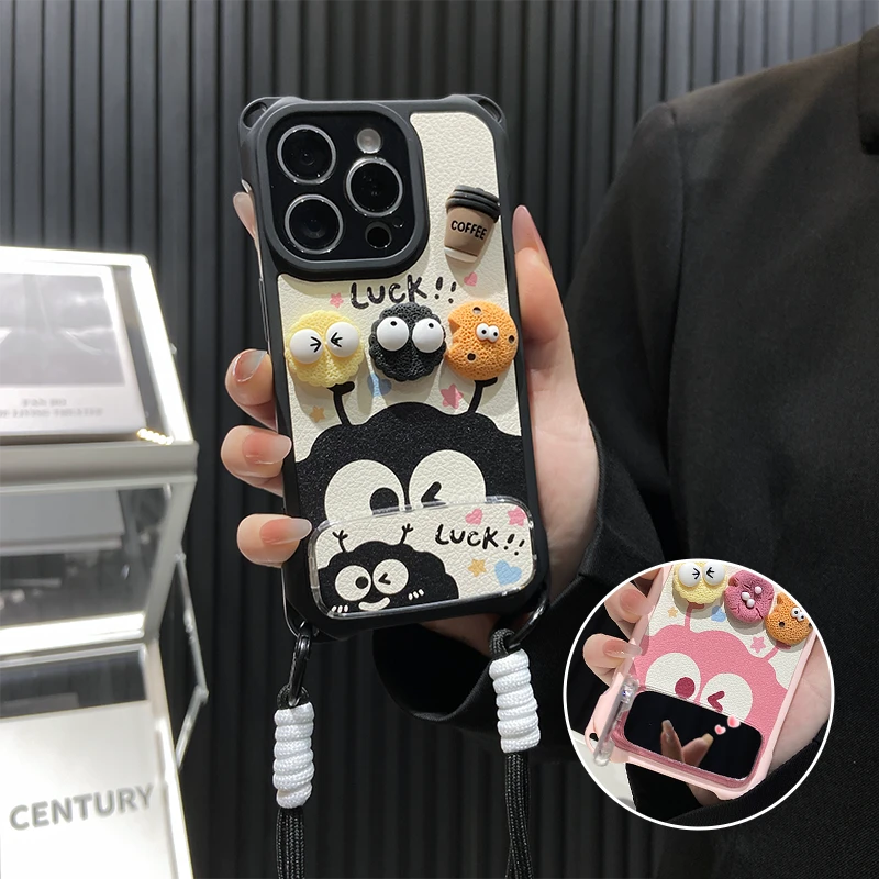 彩色星星煤球适用苹果16promax手机壳防摔挂绳华为p70小米高级