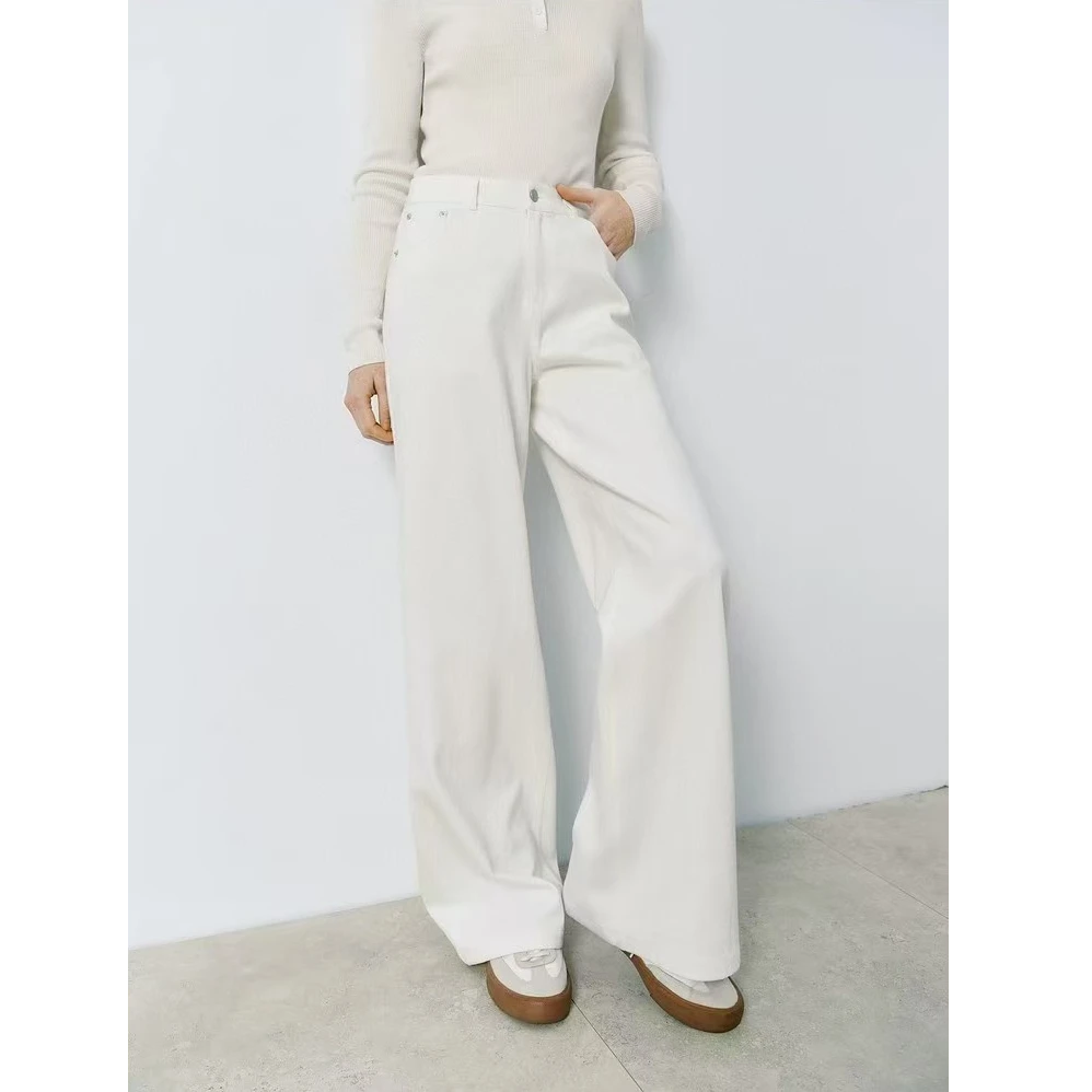 1289高腰休闲直筒牛仔裤女2025春季气质百搭阔腿裤子