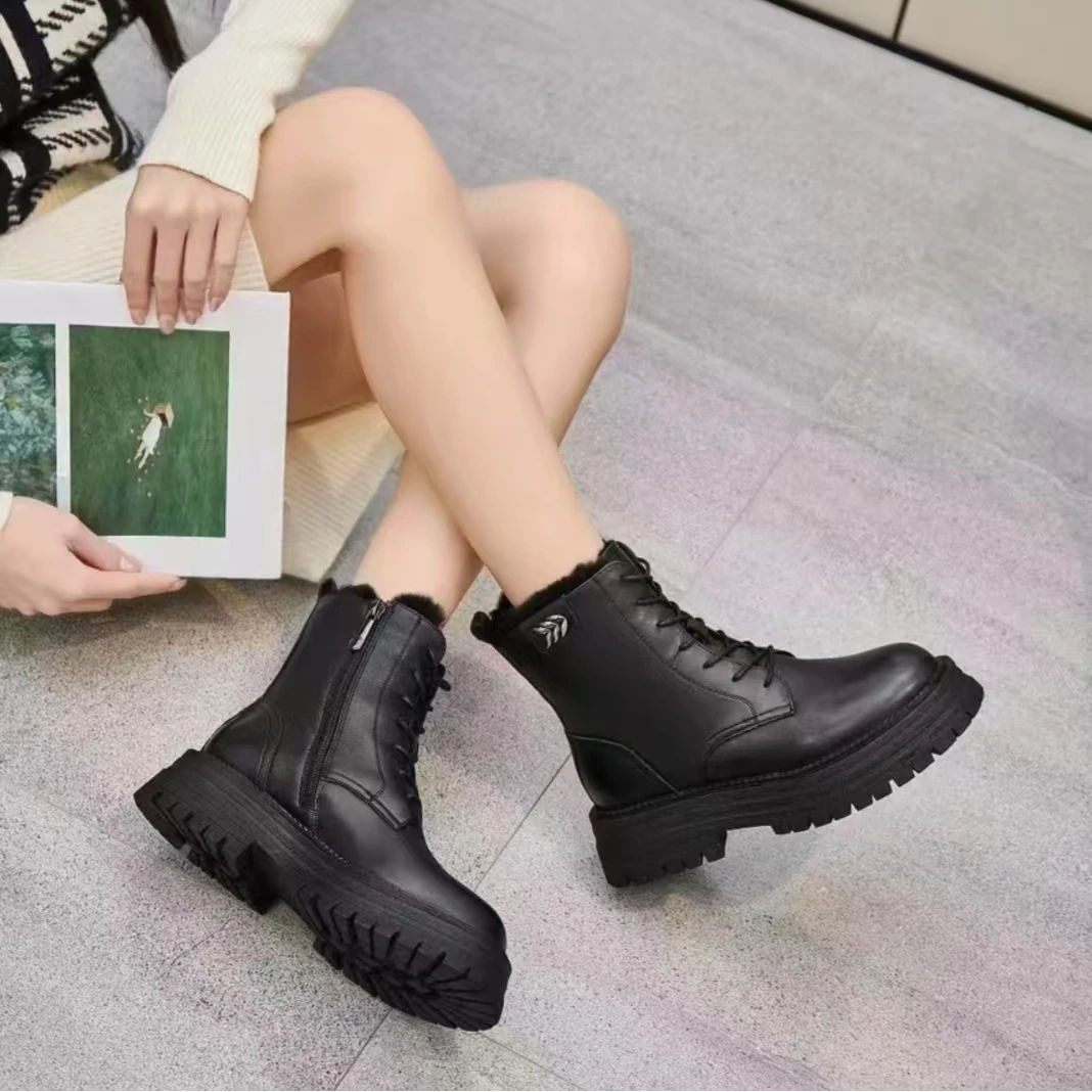 735 马丁靴女新款英伦风厚底冬加绒加厚短靴