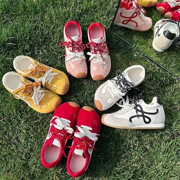 内增高小歪头鸳鸯鞋带休闲鞋2025新款德训鞋女阿甘鞋舒适软底板鞋