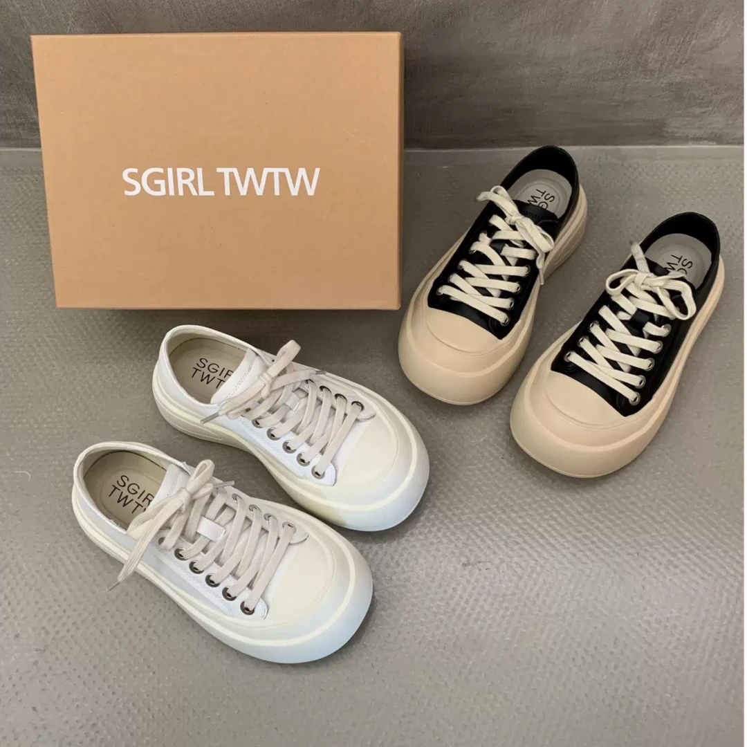 VEEFSHOW 3207 【跟高5cm】大头面包鞋女厚底小白鞋百搭运动鞋潮