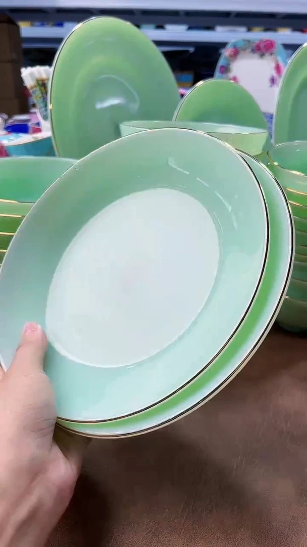 玉瓷8英寸圆深盘2个景德镇陶瓷