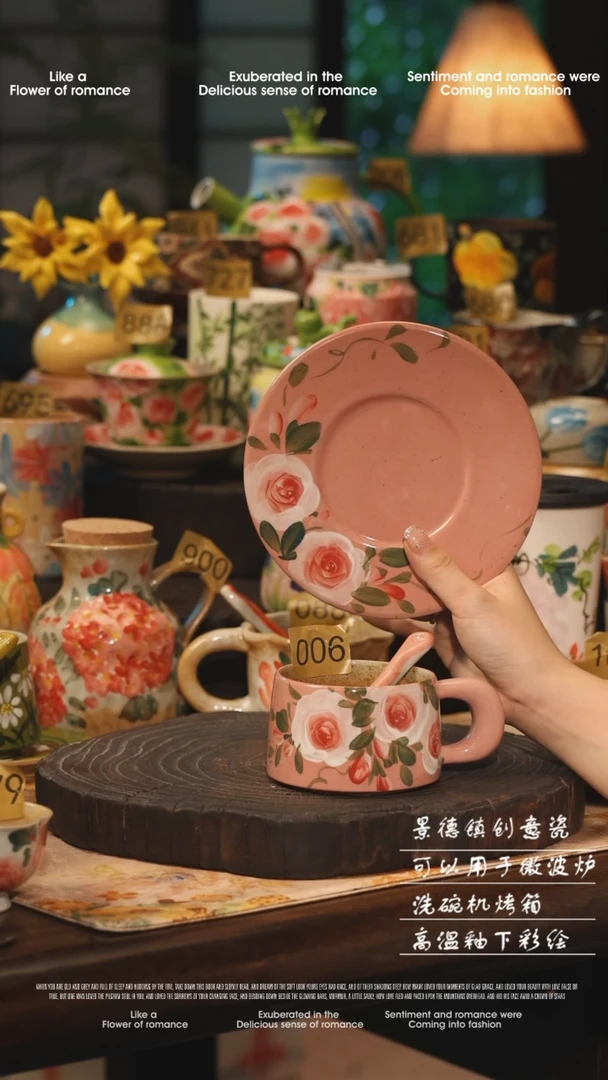 陶瓷006景德镇高温釉下彩绘设计师款式