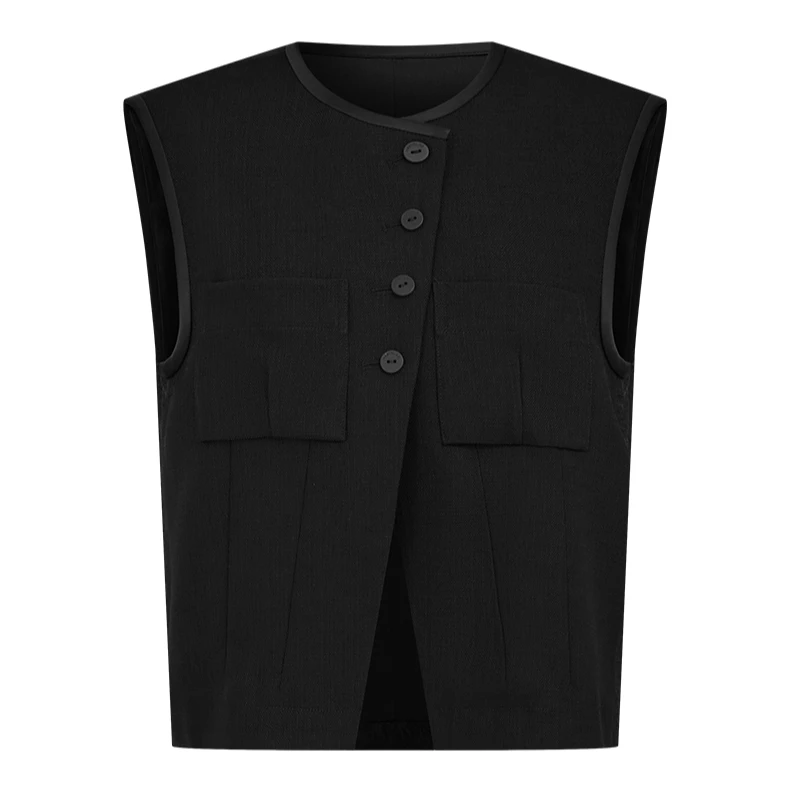 【商场同款】曼德诗新中式马夹新款醋酸浮暗纹提花马甲M418010240