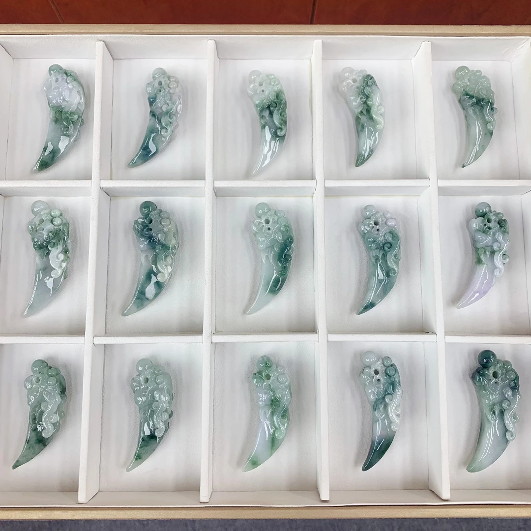 BAQIZHUBAO/八七珠宝・多样性 A货翡翠一件特色雕龙牙 配高货绳