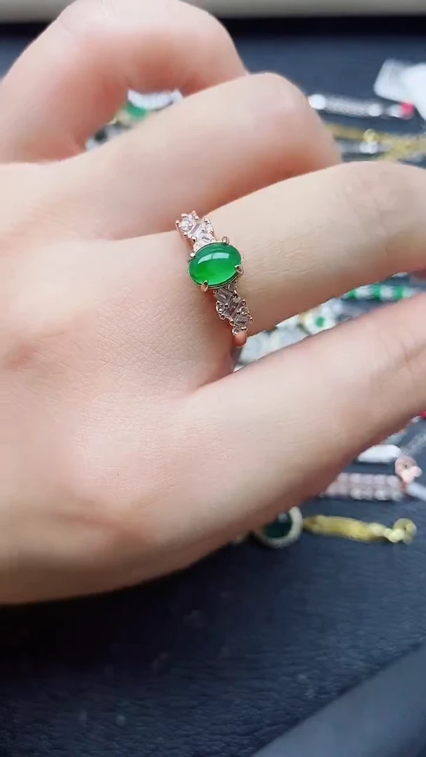 银S925镶嵌戒指翡翠1