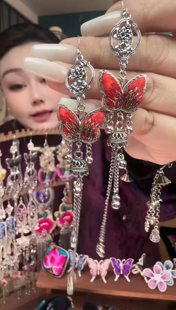 刺绣纯手工民族风刺绣耳环