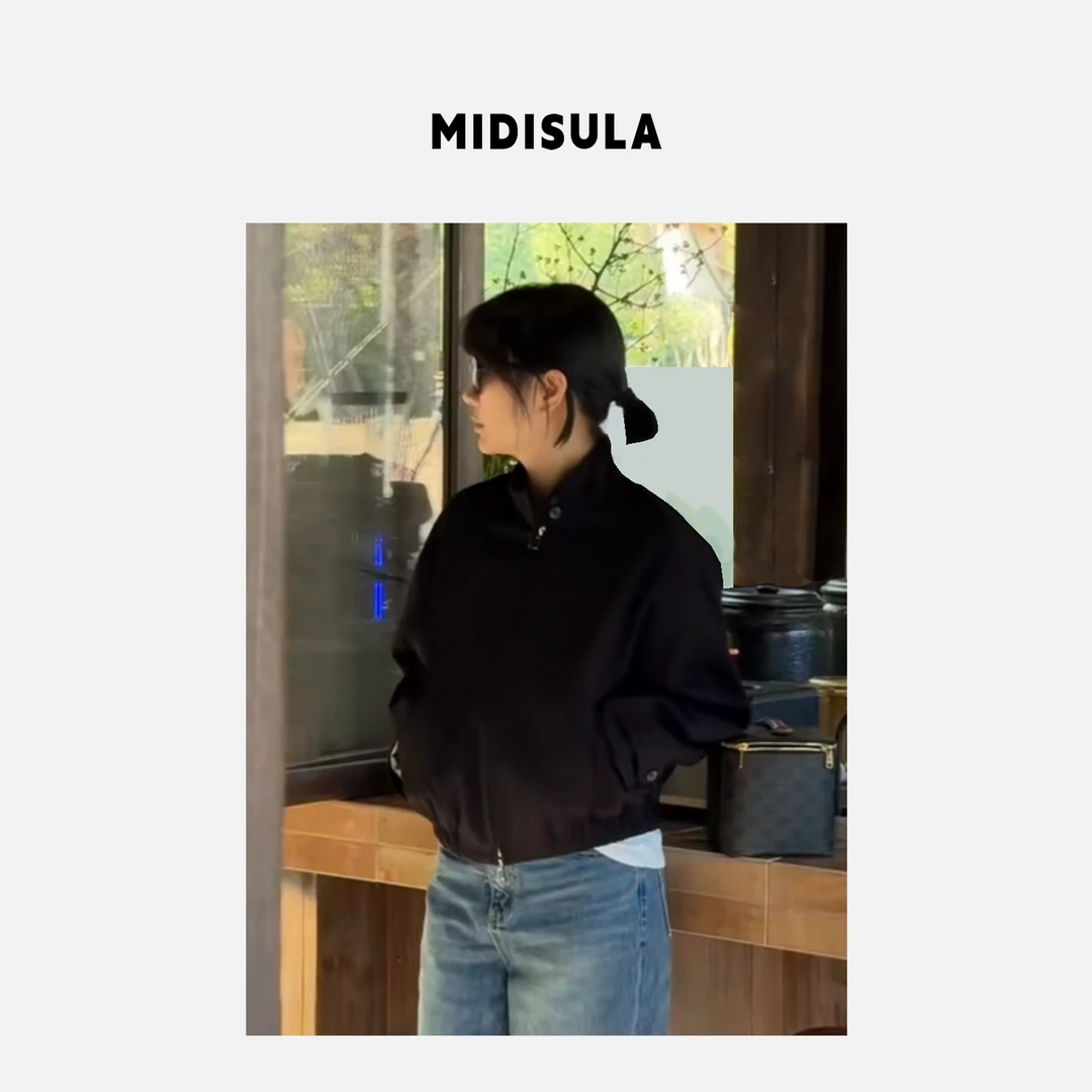 【H.MDSL】新款韩系复古立领拉链领口两扣高级宽松百搭夹克#0002