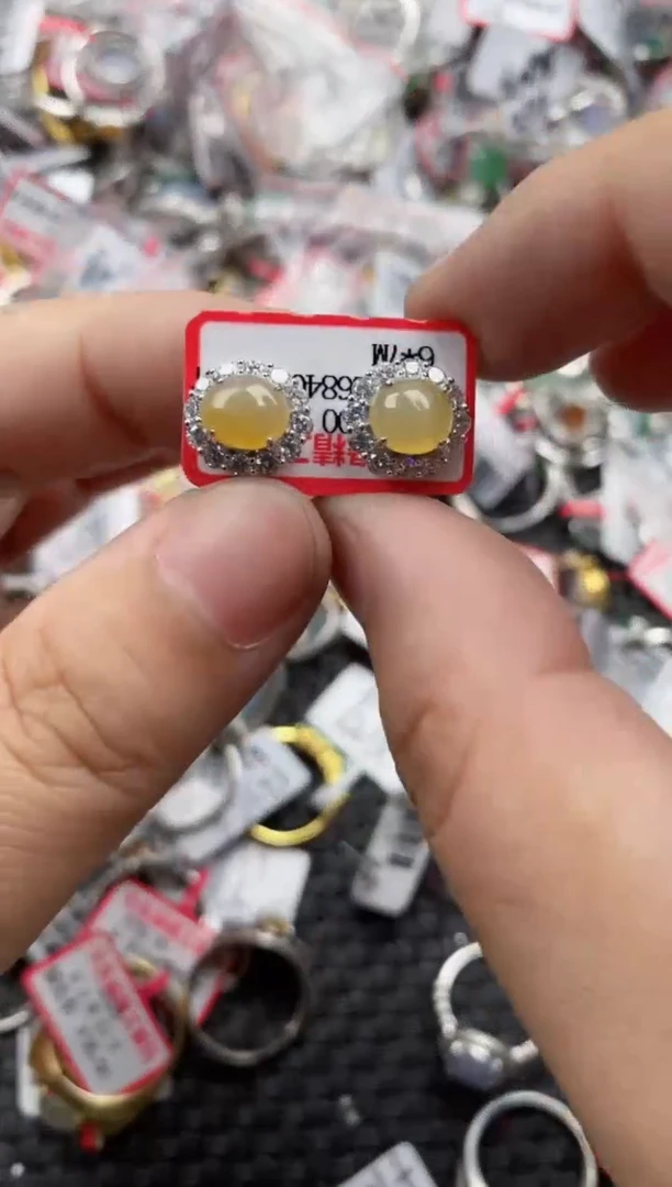银S925镶嵌戒指翡翠777 7