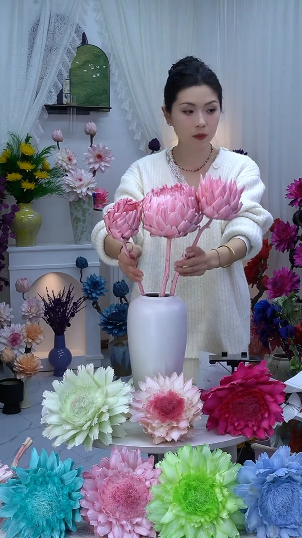 永生洋蓟樱花粉3头【叶片有伤】8370