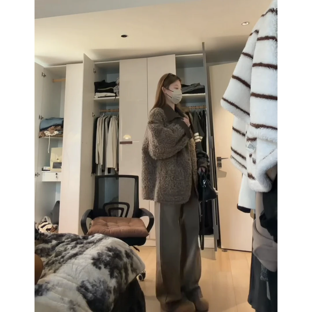 MARIE.COCO双面穿环保皮毛一体外套女中长款冬羊羔毛加厚复古大衣