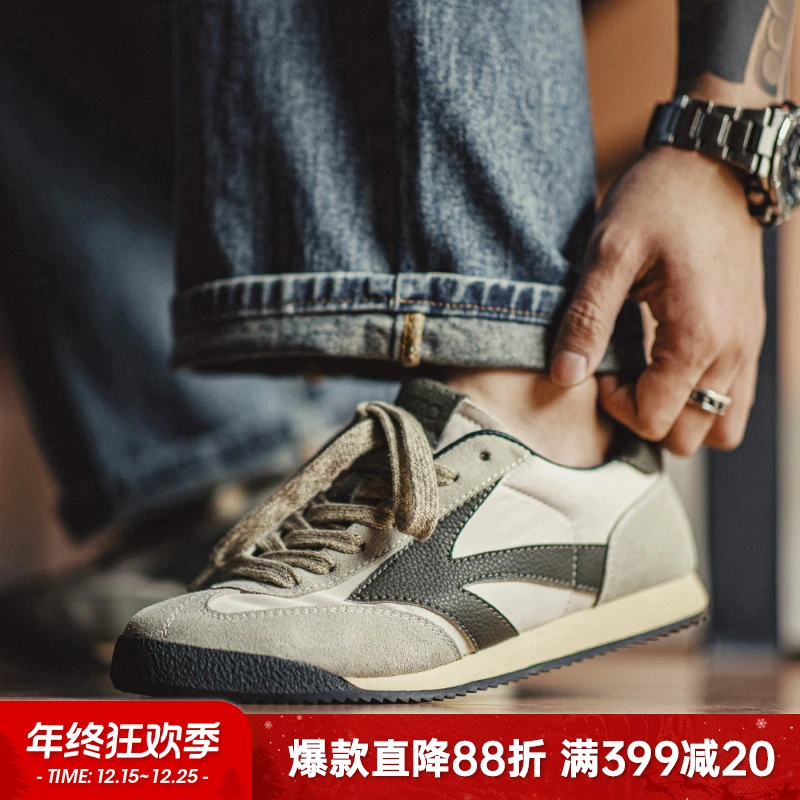 马登工装探索系列慢跑英训鞋休闲运动华夫阿甘鞋厚底德训鞋男春夏