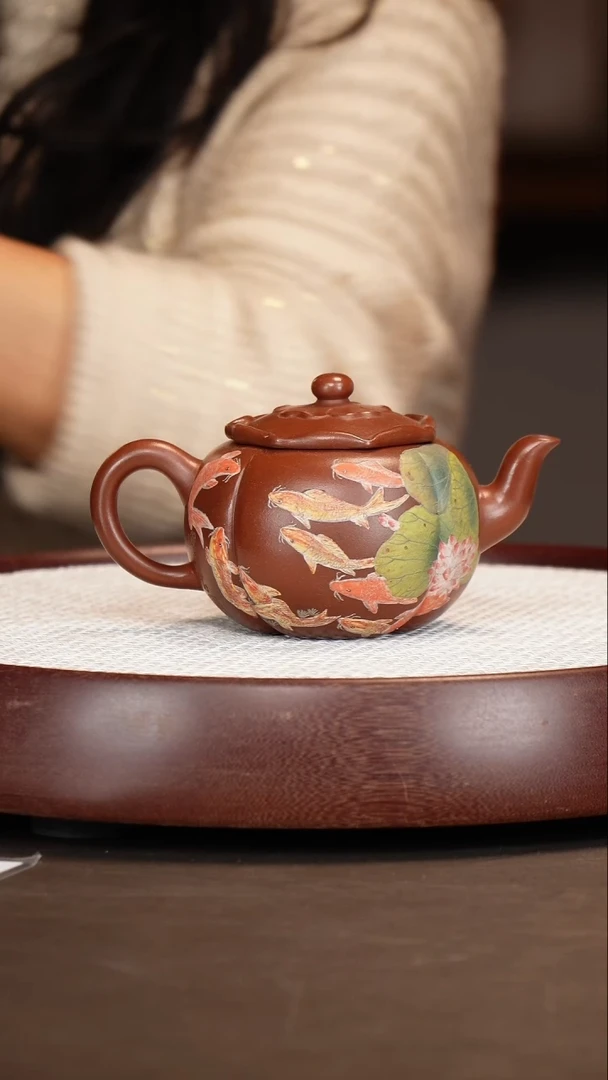 茶壶紫砂葛岳纯/红玉砂/柿子/300c