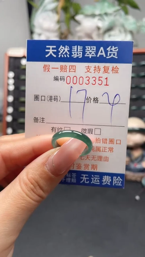 未镶嵌戒指翡翠17*3351