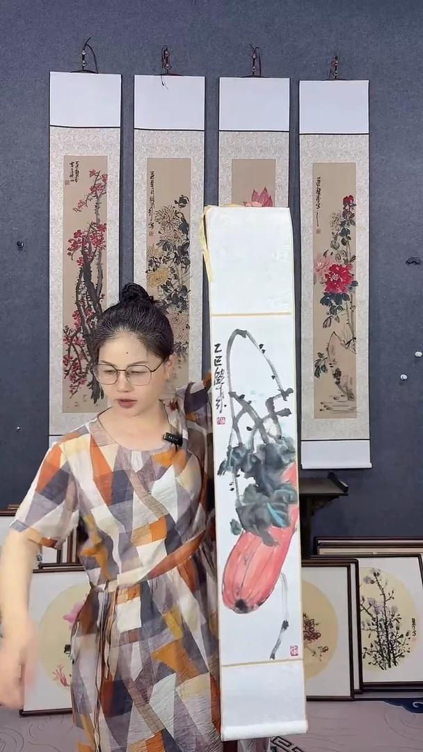 国画110*17吴铁成手绘卷轴