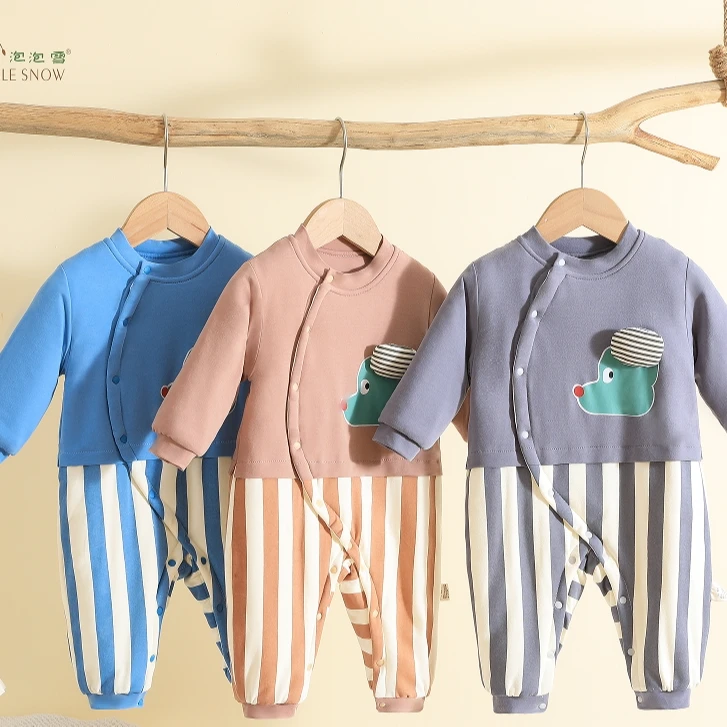 4A097婴儿长袖哈衣棉服加厚夹棉可爱狗狗连体爬服