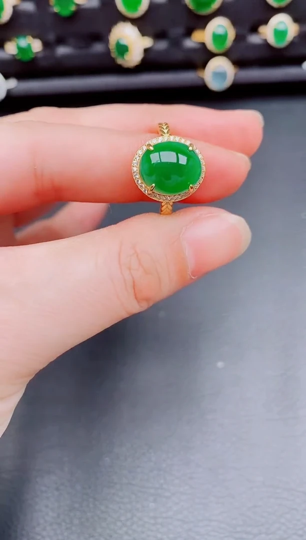 【闪购商品】翡翠戒指银S925镶嵌天然a货翡翠95