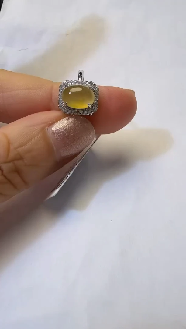 银S925镶嵌戒指翡翠925银镶缅甸A货翡翠戒指