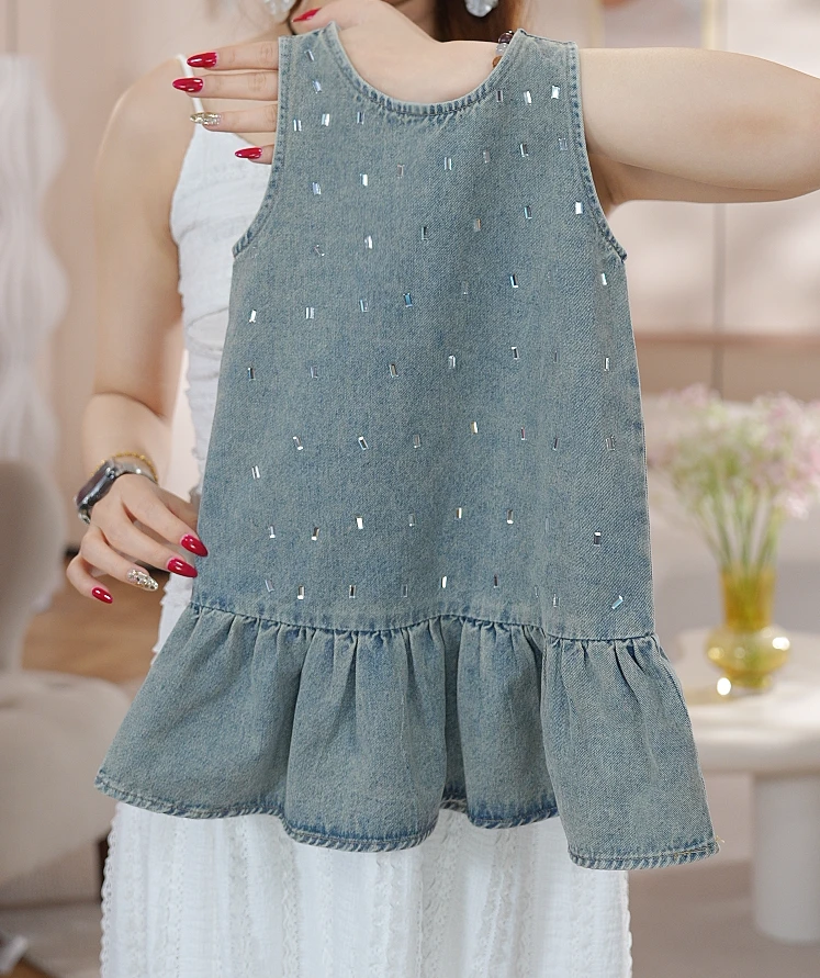 牛仔裙夏季牛仔裙镂空针织嬉皮部落风艺术流浪风CL6558