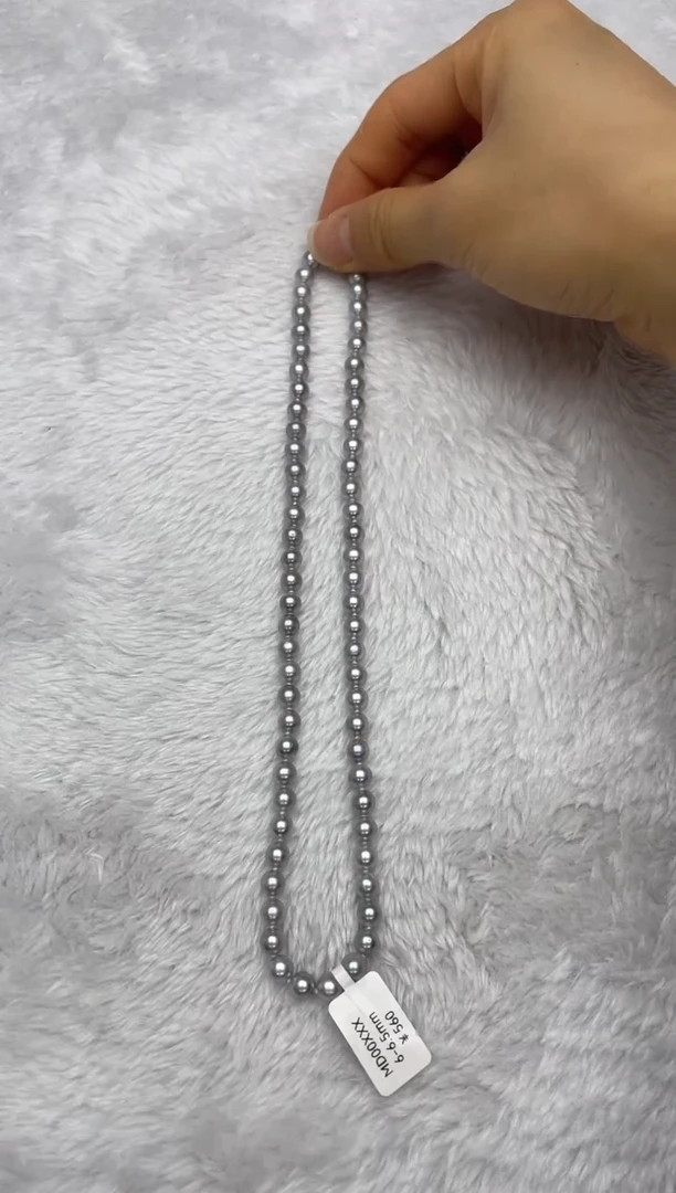 项链银S925镶嵌海水珍珠AK真多麻6-6.5mm