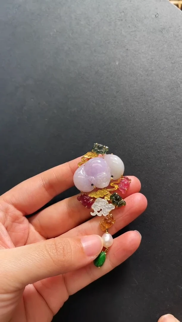 【闪购商品】翡翠颈饰18K金镶嵌吊坠