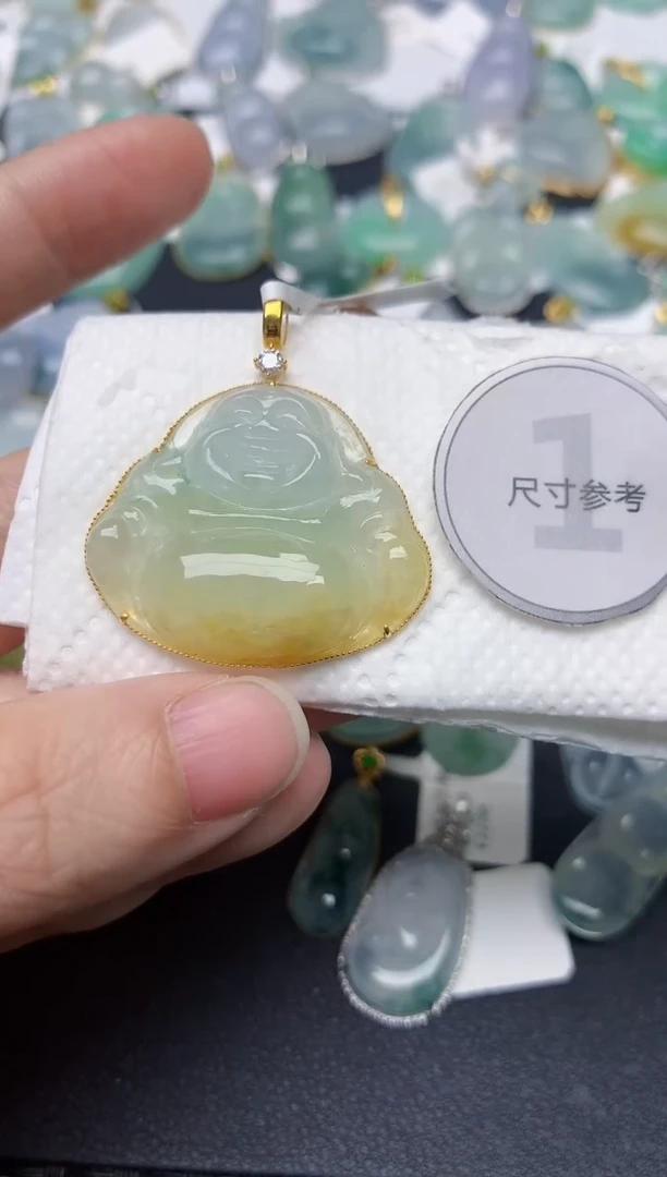 颈饰18K金镶嵌翡翠天然缅甸A货翡翠