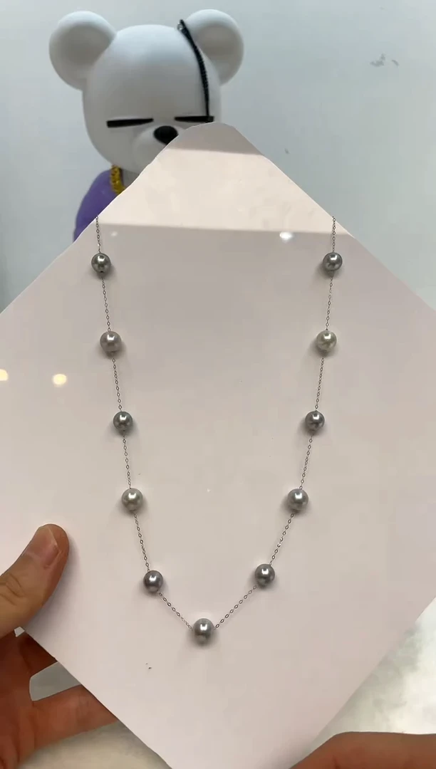 颈饰18K金镶嵌海水珍珠7.5-8.5
