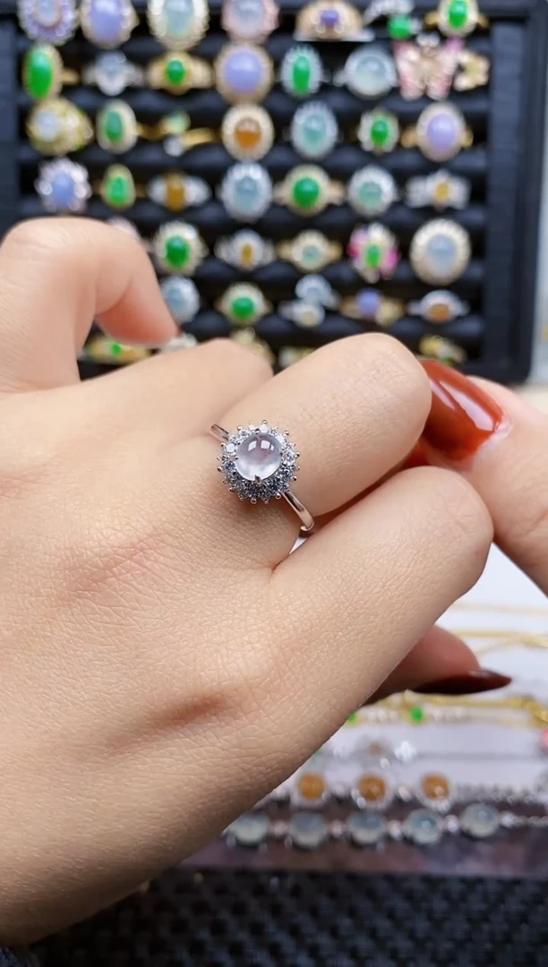 银S925镶嵌戒指翡翠200