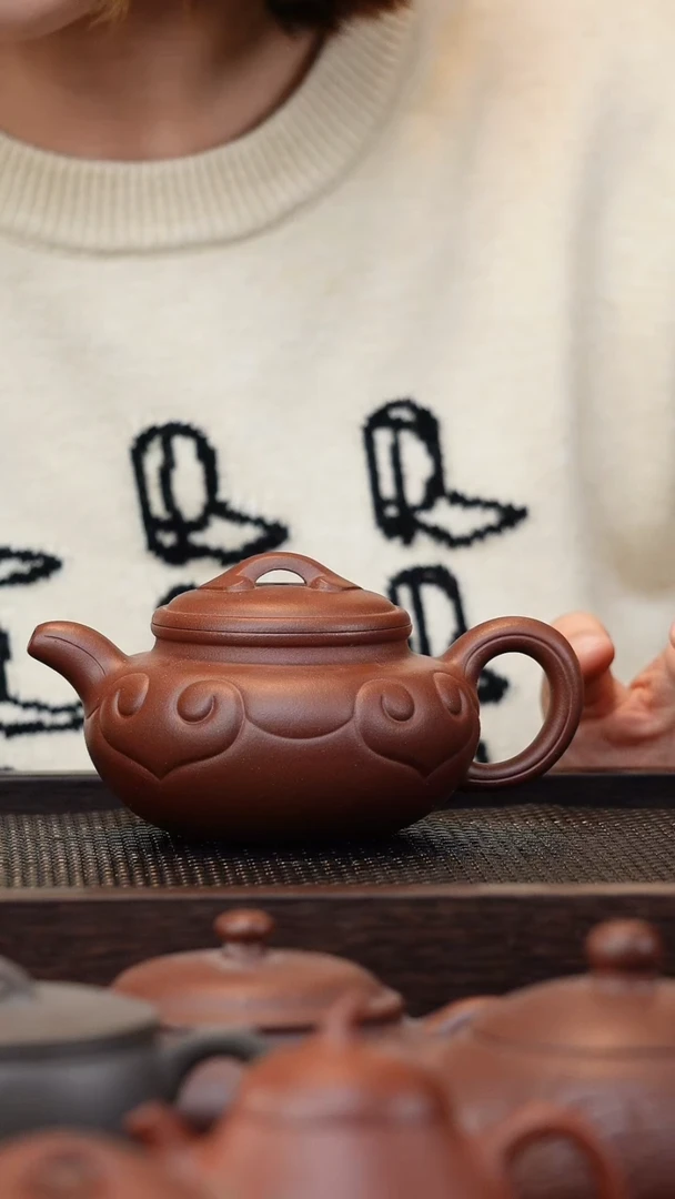 【闪购商品】紫砂茶壶微瑕老紫泥仿古如意壶