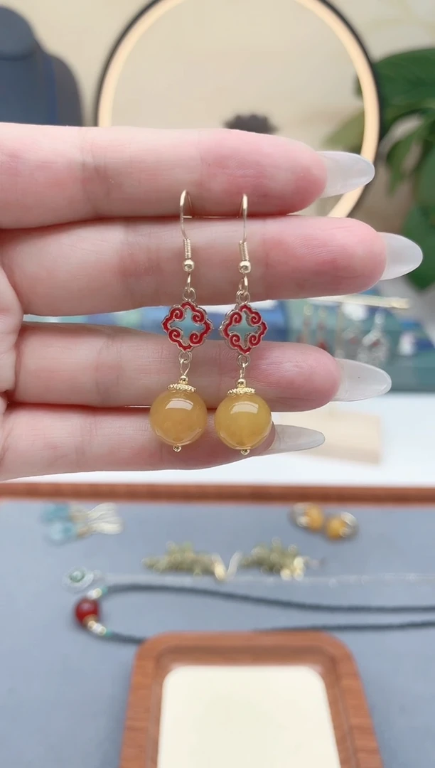 玛瑙/玉髓耳饰银S925镶嵌6502