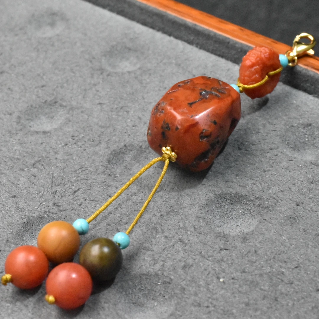 【一九珠宝】S925银南红随型挂件-多样性发一件  YJ052